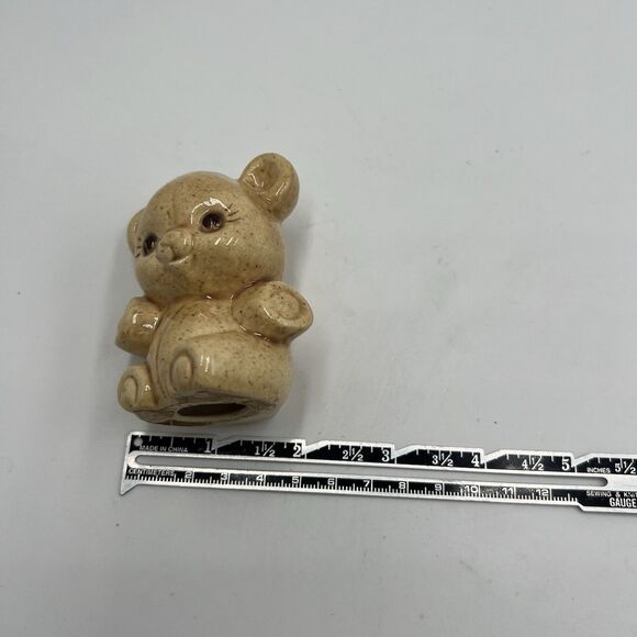 Rare Vintage Macrame Ceramic Bead Baby Bear Brown Figurine Stuffy Lovie - Picture 7 of 7